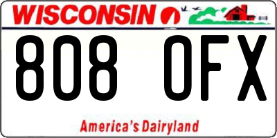 WI license plate 808OFX