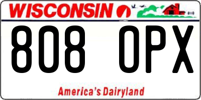 WI license plate 808OPX
