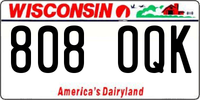 WI license plate 808OQK