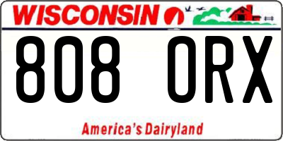 WI license plate 808ORX