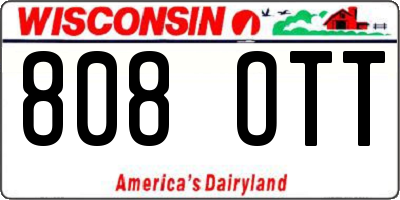 WI license plate 808OTT