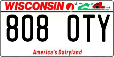 WI license plate 808OTY