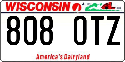 WI license plate 808OTZ