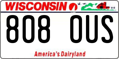 WI license plate 808OUS