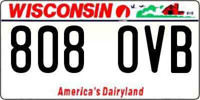 WI license plate 808OVB