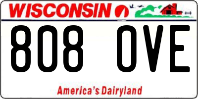 WI license plate 808OVE