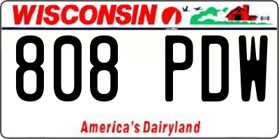 WI license plate 808PDW