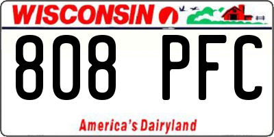 WI license plate 808PFC