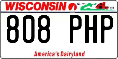 WI license plate 808PHP