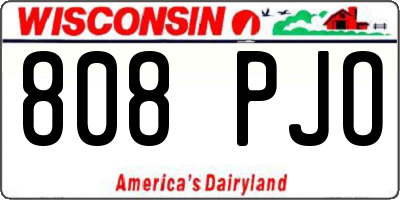 WI license plate 808PJO