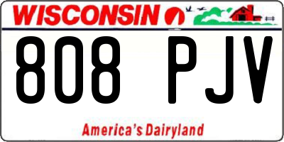 WI license plate 808PJV