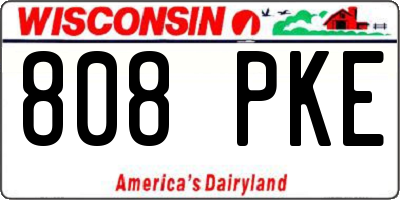 WI license plate 808PKE