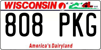 WI license plate 808PKG