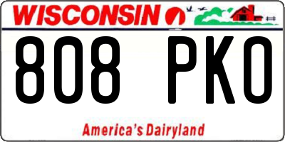WI license plate 808PKO