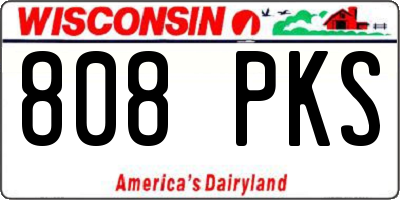 WI license plate 808PKS