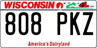 WI license plate 808PKZ