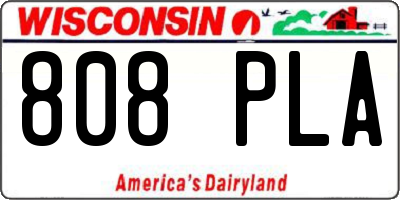 WI license plate 808PLA