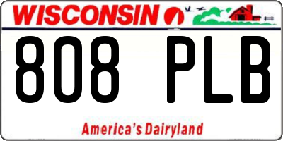 WI license plate 808PLB
