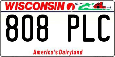 WI license plate 808PLC