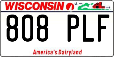 WI license plate 808PLF