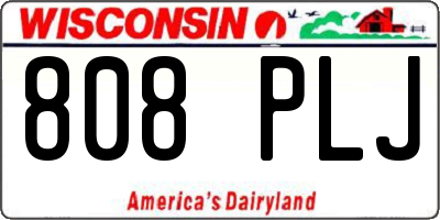 WI license plate 808PLJ
