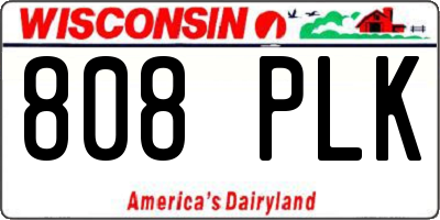 WI license plate 808PLK