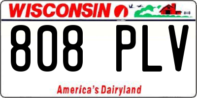WI license plate 808PLV