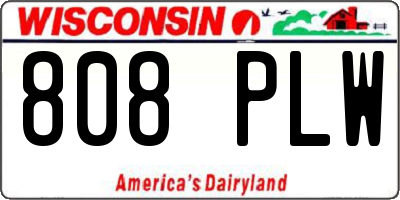 WI license plate 808PLW