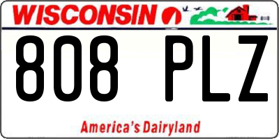 WI license plate 808PLZ