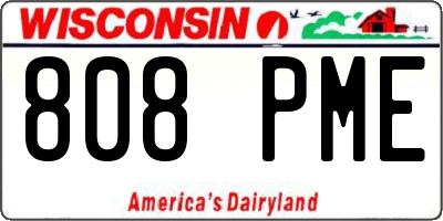WI license plate 808PME