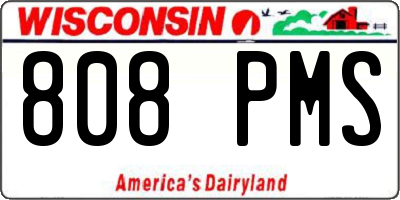 WI license plate 808PMS