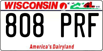 WI license plate 808PRF