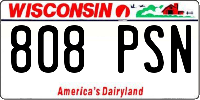 WI license plate 808PSN