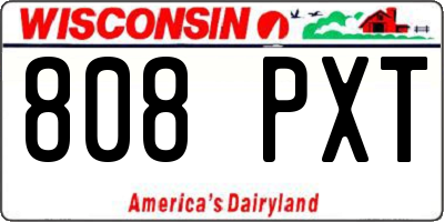 WI license plate 808PXT