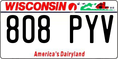 WI license plate 808PYV