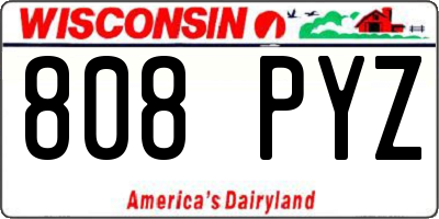 WI license plate 808PYZ