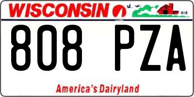 WI license plate 808PZA