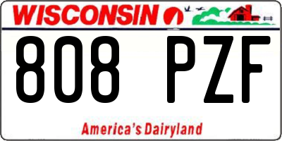 WI license plate 808PZF