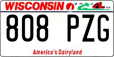 WI license plate 808PZG