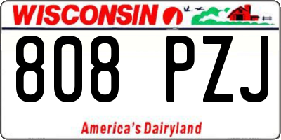 WI license plate 808PZJ