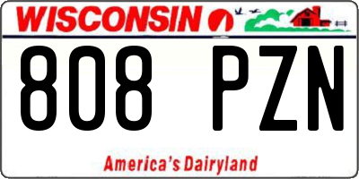 WI license plate 808PZN