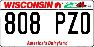 WI license plate 808PZO
