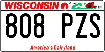 WI license plate 808PZS