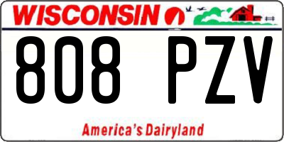 WI license plate 808PZV
