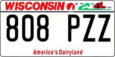 WI license plate 808PZZ