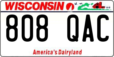 WI license plate 808QAC