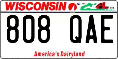 WI license plate 808QAE