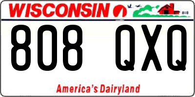 WI license plate 808QXQ