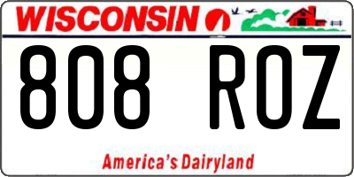 WI license plate 808ROZ