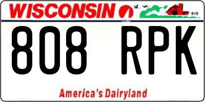 WI license plate 808RPK